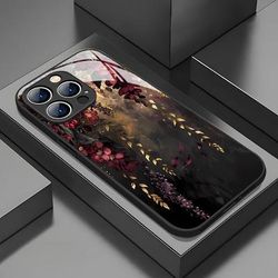 TEMU Fashion Pattern Mobile Phone Case For Iphone 16promax/15pro/14plus/13/12/11/x/xr/xsmax, Anti-fall And Anti-fouling, Fashionable Design, Tempered Glass, Protective Case With High-end