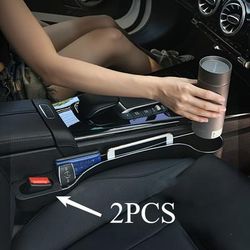 TEMU 2pcs Durable Abs Car Seat Cup Holder & Storage Box - Multifunctional Organizer For Front And Rear Seats, Keeps Your Vehicle , Fits Most Cars, Spill Prevention | Compact Organizer | Holder