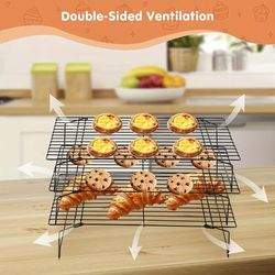 TEMU 3-tier Stackable Rack - , Heat-resistant, Ideal For , Muffins, Cakes, Breads, And Biscuits - Holiday Baking: Halloween, Christmas, Thanksgiving, Cooling Rack For Baking
