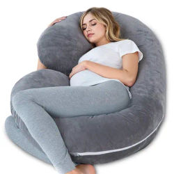 Pregnancy Pillow,55 inches Maternity Body Pillow with Washable Cover, C Shaped Body Pillow for Sleeping (Grey)