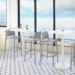 Set of 2 Sensilla Outdoor Stackable Bar Stools by Lagoon in Cold Grey