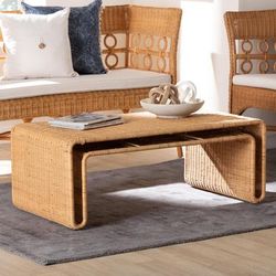 bali & pari Nevada Bohemian Light Honey Rattan Coffee Table by Bali & Pari in Light Honey (Size ONE SIZE)