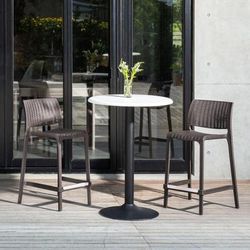 SET OF 2 RUE OUTDOOR STACKABLE COUNTER STOOL by Polder in Brown