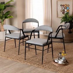 Orrin Modern Industrial Fabric and Metal Dining Chair by Baxton Studio in Grey (Size ONE SIZE)