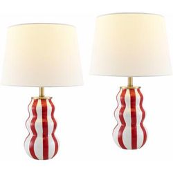 Flexeiras 17"H x 11"W x 11"D Modern Red/White/Translucent Table Lamp - Boutique Rugs