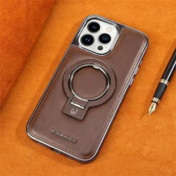 Luxury PU Leather Magsafe Stand Phone Case For iPhone 16 15 14 13 12 11 Pro Max Plus Magnetic