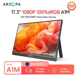 ARZOPA 17.3 in Portable Monitor 1080P HDR IPS Kickstand Speakers for PC Mac Phone Xbox Switch PS HDMI USB External Laptop Screen