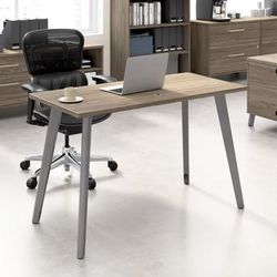 Workpro Motiva 48"w Modern Office Desk With Metal Legs, Modern Hickory, Standard Delivery