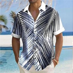 Per uomo Foglia di palma Piante Tropicali Camicia Camicia hawaiana estiva Camicia con Bottoni Manica Corta Hawaiano Vacanza Ferie Abbigliamento mare Estate Primavera Collo ripiegato Stampa 3D camicie