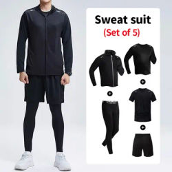 5/3/2/1 Piece Men's Four Seasons Multi-match Combination Sports Suit Gradual Zipper Jacket Running Fitness Short-sleeved Shorts