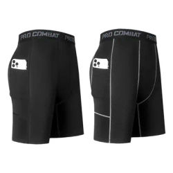 High Performance Men's Compression Short Pants With Pocket Elastic Quick Dry Breathable Stretchy Base Layer For Sports Gym