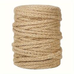 TEMU 1 Natural Jute Rope, 1968 Inches Long, Thick Braided Twine Suitable For Crafts, Gift Wrapping, Gardening, Cat Scratching Post Repair - High-quality Jute Material, Craft Jute Cord