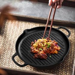 TEMU 31cm Iron Griddle Pan For Bbq Reversible Double-sided Grill Plate With Double Ear Barbecues Campfires Gas Net Weight 3.1kg