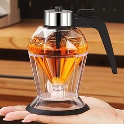 TEMU 200ml Glass Honey Dispenser With Scoop - Stylish Diamond Pattern, Black & , Syrup, Sauce & Honey Storage, Ideal For Kitchen & Dining Use