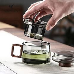 TEMU 1pc, A Glass Filter Cup Designed For Tea, Resistant To High Temperatures, Suitable For Separating Tea And Water, Ideal For Office Or Home Use, Small And New.