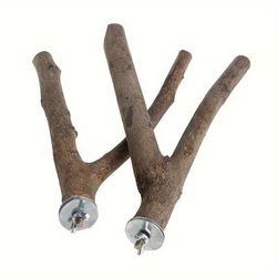 TEMU 2pcs/set Woodparrot Bird Stand Tree Branch Hanging Toys Cage Perches Pet Budgie