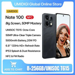 UMIDIGI Note 100 Smartphone,Android 14 Phone,6.8"120Hz HD+Display,NFC,16GB RAM(8+8GB)256GB ROM,UNISOC T615,5000mAh Battery Phone