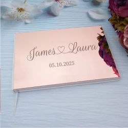Livre d'or de Signature personnalisé gravé pour mariage, livre de couverture de réception avec miroir en acrylique, livre commémoratif pour fête de fiançailles