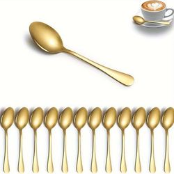 TEMU 12pcs Gold Teaspoon, Stainless Steel Spoon, Dessert Spoon, Coffee Spoon, Stirring Spoon, Latte Spoon, Suitable For Home, Kitchen Or Dining Room, Dishwasher Safe