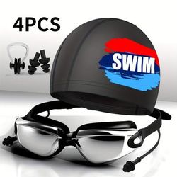 TEMU Swimming Equipment. Men's Swimming Goggles, Swimming Cap, Nose Clip And Earplugs Set, Swimming Accessories. Men's And Women's Swimming Goggles Set. For Swimming Sports