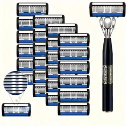 7-Layer Shaver Blade Manual Razor with Replaceable Blades No Skin Damage Blades Shaver Resistant Water Wash Shaver