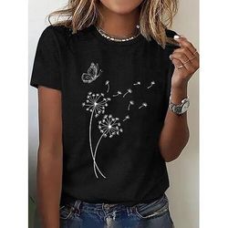Per donna Maglietta Stampato Floreale Grafico Vintage Elegante Classico Manica Corta Girocollo Top Regolari Quotidiano Weekend Blu Nero Bianco Rosa Estate Primavera