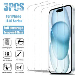 3Pcs HD Tempered Glass for iPhone 14 15 16 Pro Max Plus 16E Screen Protector for iPhone 13 12 11 Pro Max 12Mini Protective Glass