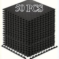 TEMU 50 Black And White Eva Locking Exercise Mats - Soft, Non-slip, Home Gym, Training, And Shaping, Fitness Accessories