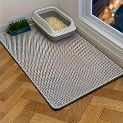 TEMU Textured Cat Litter Mat With Raised - Durable Non-slip Surface, & Easy For Litter Box Area, Traps Clumps & Reduces Mess, Pet Hygiene, Trapping, Material, Households