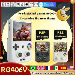 ANBERNIC RG 406V Retro Handheld Game Console 4"IPS Multi-touch Screen Android13 RGB Lighting RG406V Video Games 512G FOTA Update