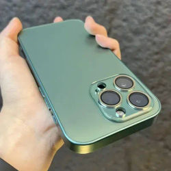 2025 Tempered Glass Frosted Phone Case For iPhone 16 15 14 13 12 Pro Max Plus Lens Camera Protection