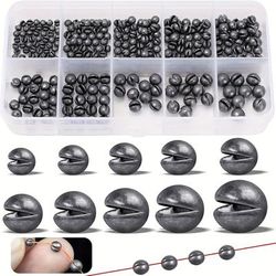 TEMU 300/220pcs Premium Split Shot Sinkers Kit - 10/5 Sizes (0.2g-2g) Fishing Weights With Dispenser | Tackle For Freshwater & Saltwater Angling