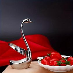 TEMU 1pc Elegant Stainless Steel Swan Shape Cutlery Holder, Modern Novelty Metal Decorative Plate, Suitable For Parties, Weddings And Home Use