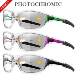 3 Pairs Photochromic Sunglasses Cycling Eyewear Men Women MTB Bike Running Fishing Glasses Comfortable Brand Bicycle Goggles