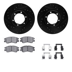 R1 Concepts Brake Disc & Pad Kit eLINE Black Rotors with Optimum OEp Pads Series, Front, 1 Year Limited Warranty WHUH1-72025