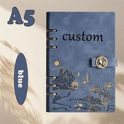 TEMU Customized A5 Business Loose-leaf Notebook Vintage Trend High-quality Notepad Gift Box Set, New Stylish Notebook Gift Box For With Thick Custom Engraving And Logo Printing