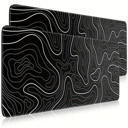 "TEMU [ Build] Large Washable Mouse Pad With Stylish Black & White - Rubber, Rectangular Shape (23.6"x11.8", "x11.8", 35.4"x15.7") For Office Or Home Use, Mouse Pads For Desk"