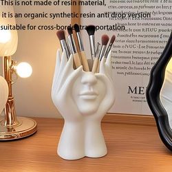 TEMU 1pc Unique David Statue Pen And Makeup Brush Holder - Nordic Style, Durable Abs Resin, White Polished Finish, Organizer For Art Supplies, Office, Or Home Decor