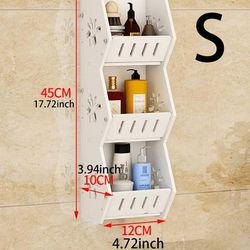 TEMU 1pc No-drill Wall-mounted Bathroom Shelf, Dual-tier Storage Organizer For Shower Gel & Cosmetics, White Elegant Design With Hooks, Bathroom Organizers And Storage