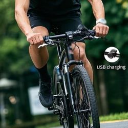 TEMU 1pc Modern Usb Rechargeable Bike Horn With 4 – Loud Cycling Alarm, 12v/220v Compatible, Road And Mountain Bikes, Handlebar Accessory, Cycle Accessories