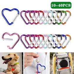 10-40PCS Heart Shaped Carabiner Aluminum Alloy Clip for Backpack Water Bottle Keychain Outdoor Hiking Climbing Accessories