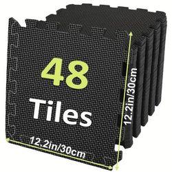 TEMU 48pcs Interlocking Floor Mats, 0.4inch Exercise Mat For Floor, 12.2inx12.2in Eva Gym Floor Mat, Workout Mat Foam Floor Tiles For Home Gym Equipment Garage