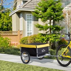 TEMU Bicycle Cargo Trailer, Two-wheel Bicycle Large Trailer Oxford Fabric, Folding Storage, & Removable Cover, Yellow