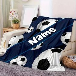 TEMU Personalized Football Design Flannel Blanket - Comfortable Custom Name Soft Fleece - Multipurpose For Outdoor, Beach, Camping, Home, Sofa, Pets, Office - Ideal Gift And Decorative Companion