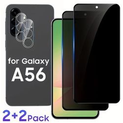 TEMU 2+2 Pack Privacy Screen Protector For Galaxy A56 5g, Full Coverage Tempered Glass With Camera Lens Tempered Glass 9h Hardness