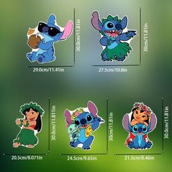 TEMU 2d Flat, 5pcs/set, Stitch Yard Signs, Happy Birthday Outdoor Decorations With Stakes, Party Decoration Set, Garden Decorations, Ideal Gift