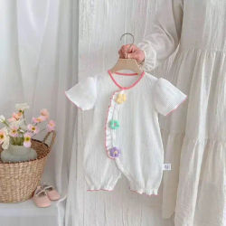 MILANCEL nouveau été bébé barboteuses 0-24M enfant en bas âge fleur douce à manches courtes