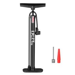 TEMU 1 Lc7 Time Vertical Bicycle Air Pump - Compact, Portable, Manual Operation, Black With , Rubber/iron, For Bikes - Essential Cycling Gear, Mountain Bike Gear|sleek Vertical Pump|durable Floor Pump