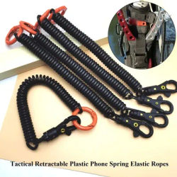 Corde de téléphone élastique en plastique rétractable, porte-clés anti-perte, outil de sécurité pour airsoft, randonnée en plein air, camping