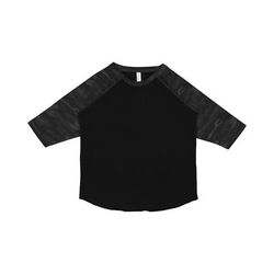 LAT 6130 Youth Baseball T-Shirt in Black/Storm size XS | Ringspun Cotton LA6130